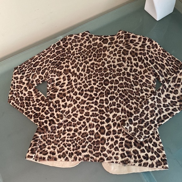Talbots CASHMERE and SILK Animal Print Cardigan Sweater Jacket Size P - Picture 4 of 5